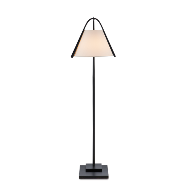 Frey Modern Black Floor Lamp with Off-White Shade - Elegant Asian-Inspired Design for Any Room