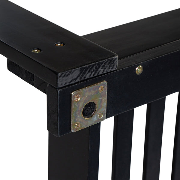 English Elm TOPMAX Acacia Wood Twin Porch Swing Bed Frame with High Back, 350lb Capacity & 118" Hemp Ropes Black N717P265795B