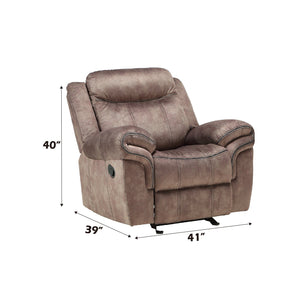 English Elm Zubaida Velvet Glider Recliner with Tufted Tight Back, Pocket Coil Seat & Pillow-Top Arms, 65" Chocolate 41 L x 31 W x 26 H B2726P253083