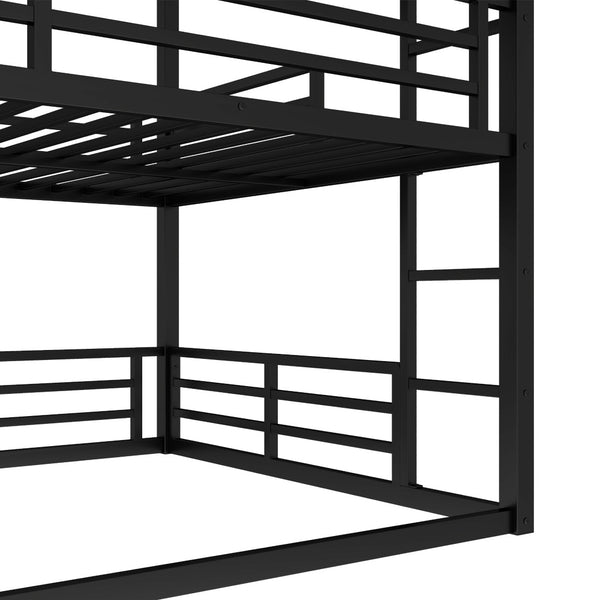 English Elm Queen Metal Triple Bunk Bed - Space-Saving, Heavy-Duty Design With Safety Guardrails For Comfort W1580S00145-GIGA