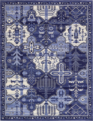 Unique Loom La Jolla Cathedral Machine Made Geometric Rug Blue, Ivory/Light Blue/Navy Blue 10' 0" x 13' 0"