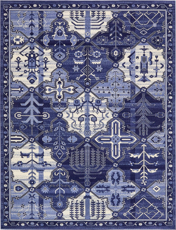 Unique Loom La Jolla Cathedral Machine Made Geometric Rug Blue, Ivory/Light Blue/Navy Blue 10' 0" x 13' 0"