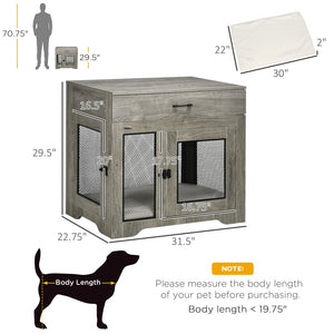 English Elm Pawhut Stylish Dog Crate End Table With Soft Cushion & Drawer, Durable Indoor Furniture For Small Dogs W2225P217153-GIGA