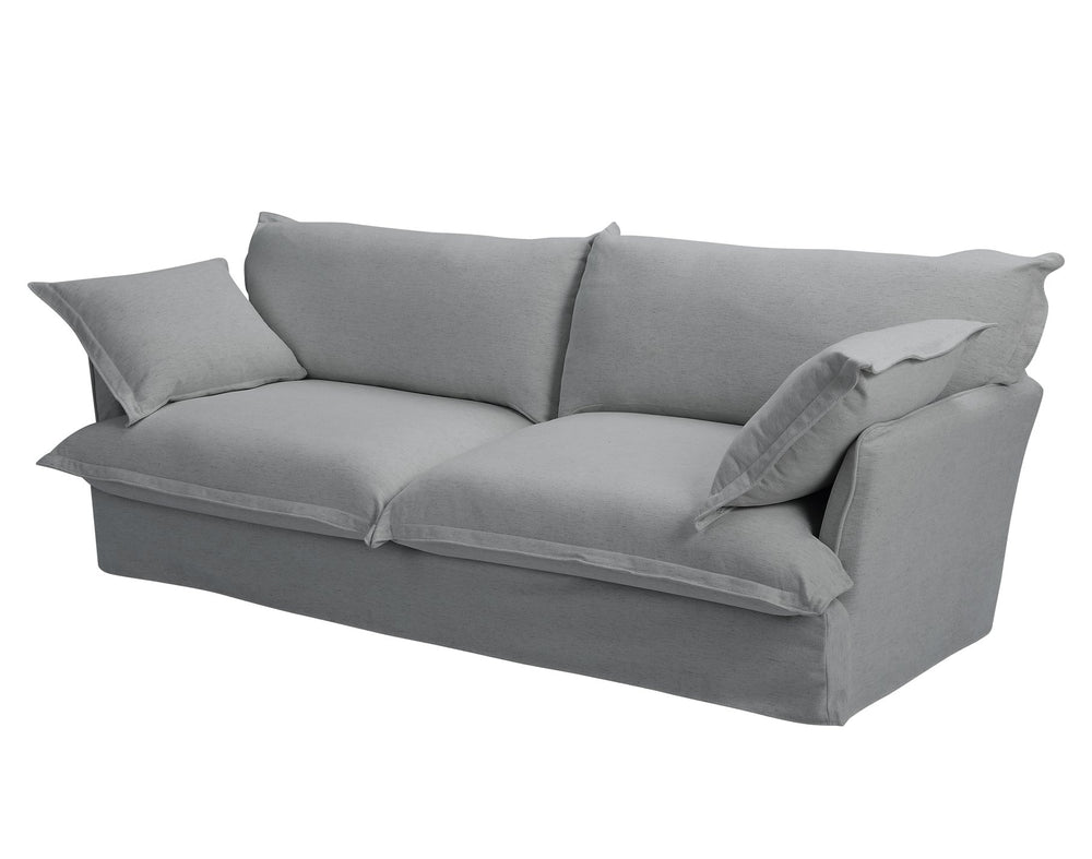English Elm 87.4'' Modern Comfy Upholstered Sofa Cloud Couch with Deep Seats, Removable Covers, Plush Pillows, Grey W2357P254994