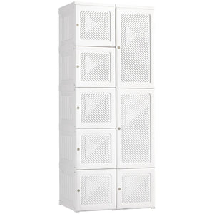 English Elm Entryway Portable Closet Organizer with Hanging Rod and Six Enclosed Cube Compartments T3971P469853