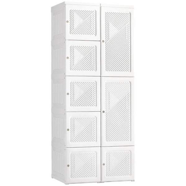 English Elm Entryway Portable Closet Organizer with Hanging Rod and Six Enclosed Cube Compartments T3971P469853