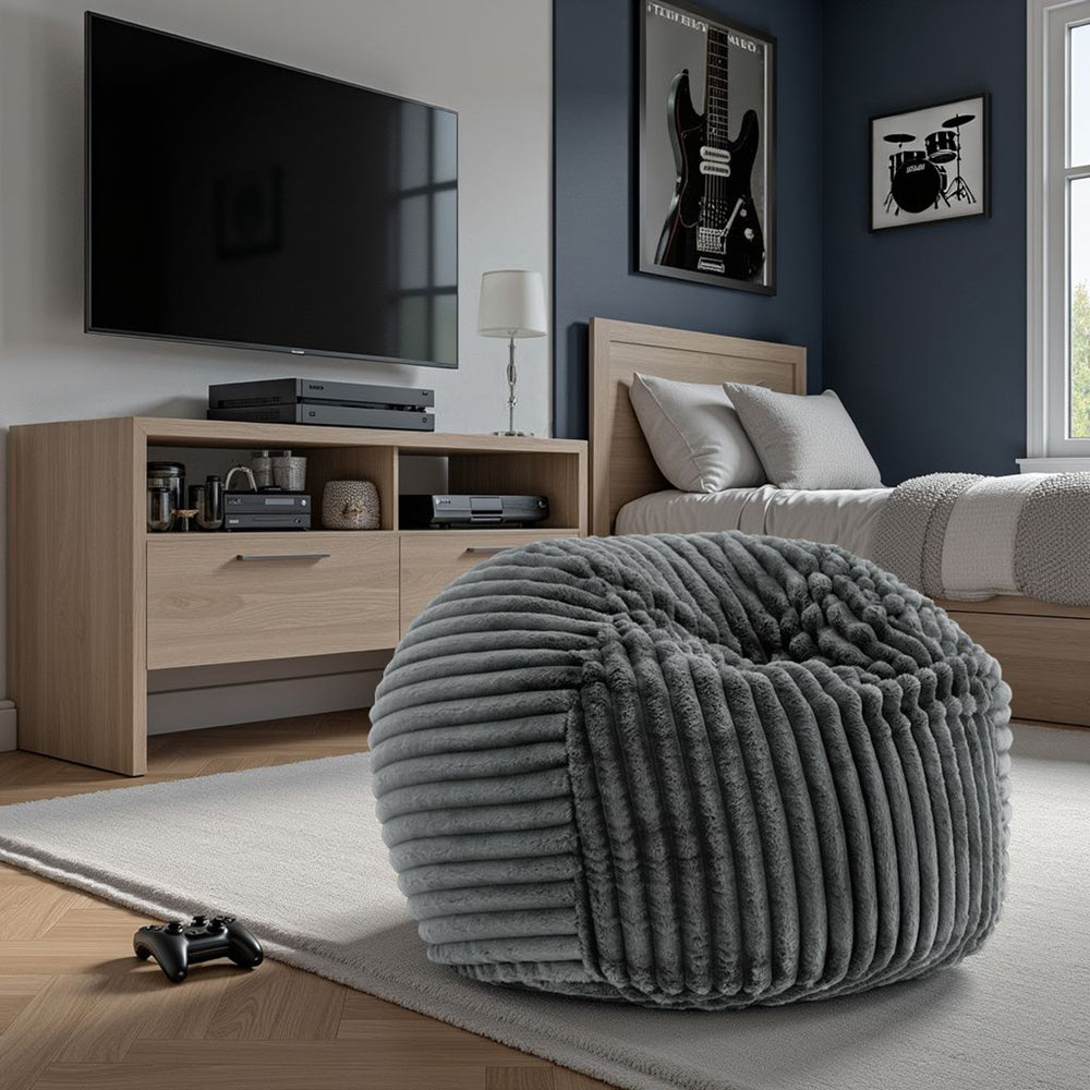 English Elm 40 Inch Minky Gunmetal Memory Foam Lounger - Plush Comfort For Gaming, Reading & Relaxation Bliss B108P193086