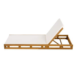 English Elm Christopher Knight Home® - Lounge Chaise Set - Premium Acacia Wood With Water-Resistant Cream Cushions For Outdoor Relaxation N770P272405T_N770P253018C