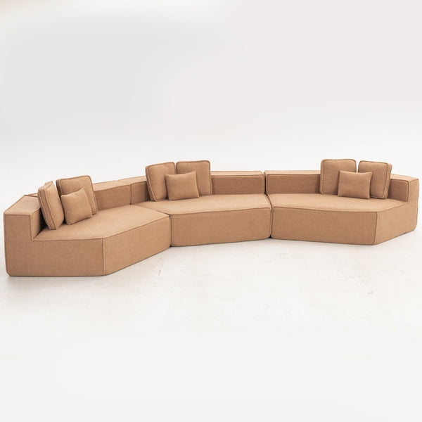 English Elm 181"extra Large Nine Seat Modular Sectional Sofa in Plush Sherpa for Spacious Lounges W3326S00040