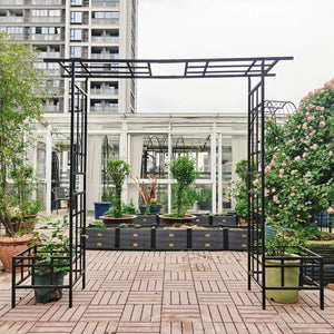 English Elm Metal Garden Arch Powder Coated Adjustable Width Climbing Plant Support Outdoor W1586P268890