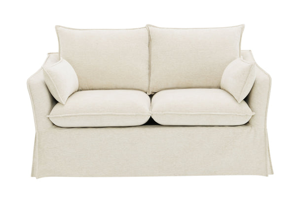 English Elm Shane Beige Linen Loveseat with 2 Accent Pillows, Pocket Coil Seat, Wooden Frame, Modern Compact Sofa B2726P296889