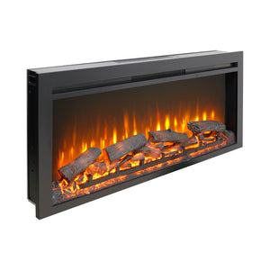 English Elm 44 Inch Recessed Electric Fireplace with Led Flame Heater and Remote for Living Rooms W1769P171420