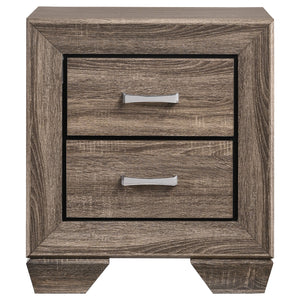 English Elm Tomasina Washed Taupe Nightstand with 2 Drawers, Rustic-Modern Wood Accent Table for Bedroom Storage and Style B062P331053