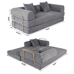 English Elm 2-in-1 Foldable Cloud Sofa Bed Plush Faux Fur Memory Foam Sleeper for Apartments W3422S00004