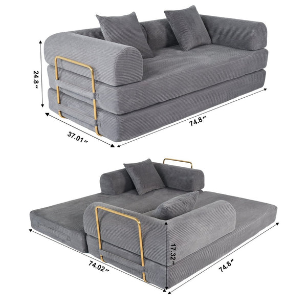 English Elm 2-in-1 Foldable Cloud Sofa Bed Plush Faux Fur Memory Foam Sleeper for Apartments W3422S00004