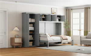 English Elm Queen Murphy Wall Bed with Integrated Wardrobe and Drawers for Studio Spaces LP000876AAE-1