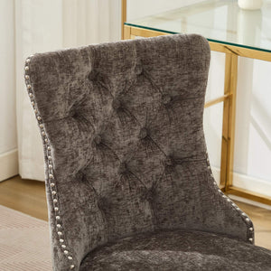 English Elm A&A Tufted Chenille Office Chair with Gold Chrome Base, Plush High-Rebound Cushion for Comfort Gray W1143P366779