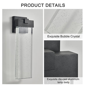 English Elm 18"(H) Modern Outdoor LED Wall Light 12W Weatherproof Bubble Crystal Sconce Black Finish, Up/Down Ambience for Porch Garden Patio W1340P239405