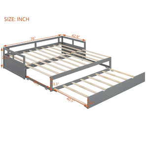 English Elm Extending Twin Daybed with Pull Out Trundle Solid Pine Wood Frame Guest Room N708P336535E