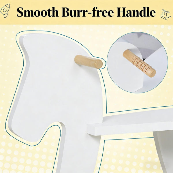 English Elm Classic Wooden Toddler Rocking Horse with White Finish Safe Grip Rails Nursery Play T3971P442259