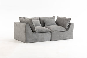 English Elm 74.8" Oversized Modular Cloud Sofa Deep Seat Cotton Linen Upholstered Living Room Couch Antique Grey W2530P458025