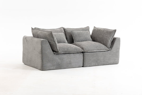 English Elm 74.8" Oversized Modular Cloud Sofa Deep Seat Cotton Linen Upholstered Living Room Couch Antique Grey W2530P458025