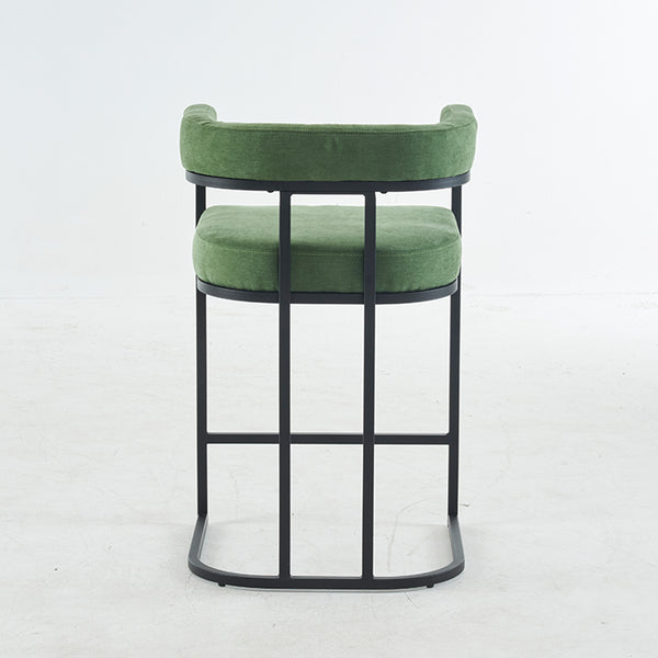 English Elm Modern Chenille Counter Stools Set of 2 — Upholstered Ergonomic Bar Chairs with Metal Frame & Armrests for Kitchen Island Green W1901P264277