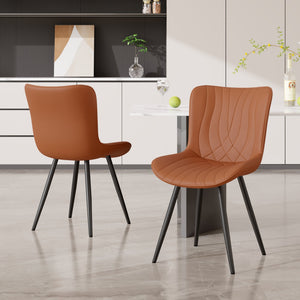 English Elm Dining Chair Set Of 2 Modern Pu Leather Armless Chairs With Sturdy Metal Legs For Versatile Use T3950P396566