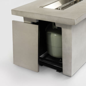 English Elm 60" 70in Concrete Propane Fire Pit Table 60000 BTU with Storage Cabinet, Pulse Ignition, Light Gray W853P202206