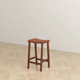 English Elm Ashcroft Furniture - James Mid-Century Modern Genuine Tan Leather 24.5" Counter Stool