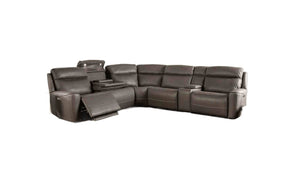 English Elm Power Reclining L-shaped Sectional with Wireless Charging Console and Zero Gravity Leatherette Dark Gray B2741S00787