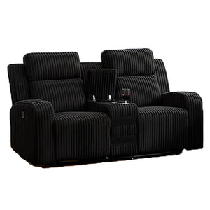 English Elm 1+2 Corduroy Reclining Sofa Set with Bluetooth Speaker and Wireless Charging Console W3900S00019