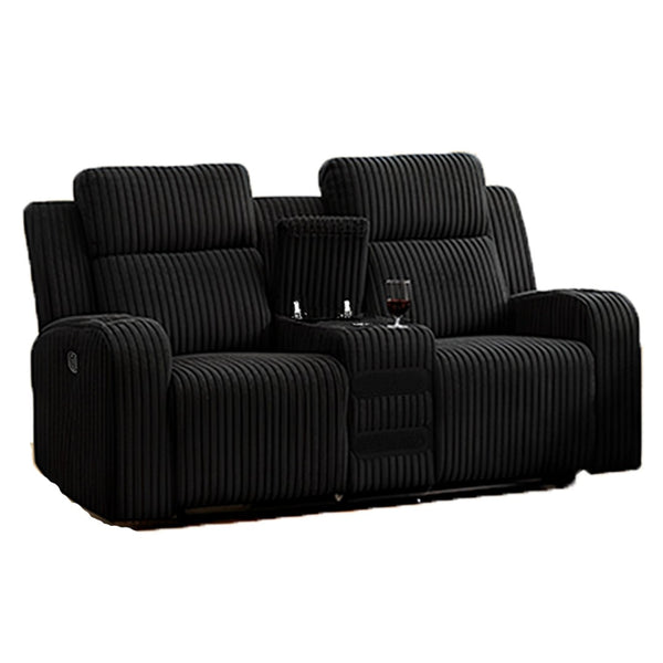 English Elm 1+2 Corduroy Reclining Sofa Set with Bluetooth Speaker and Wireless Charging Console W3900S00019