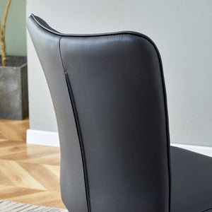 English Elm Table and Chair Set Rectangular Tempered Glass Top with 4 Black Pu Leather Seats W1151S04628