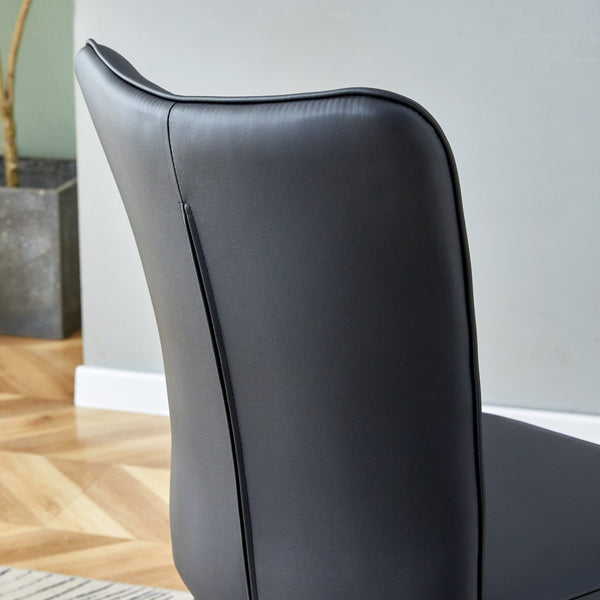English Elm Table and Chair Set Rectangular Tempered Glass Top with 4 Black Pu Leather Seats W1151S04628