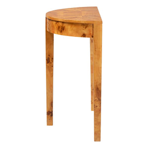 English Elm Modern Mappa Burl Wood Half Moon Console Table for Entryway Hallway Decor B2750P467813