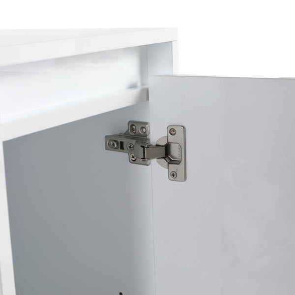 English Elm 12" Freestanding Bathroom Storage Cabinet With Soft-Close Doors & Adjustable Shelves In Glossy White W999P312104