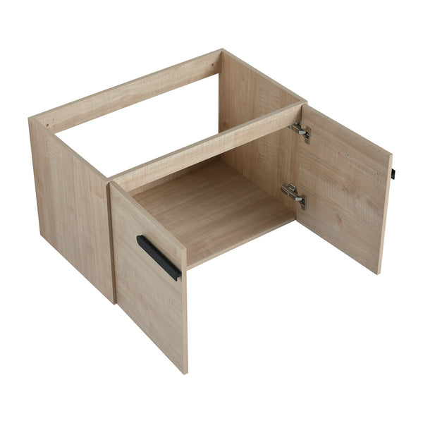 English Elm 30 Inch Floating Vanity Cabinet with Resin Sink, Soft-Close Doors, Spacious Storage for Small Baths W999P195824