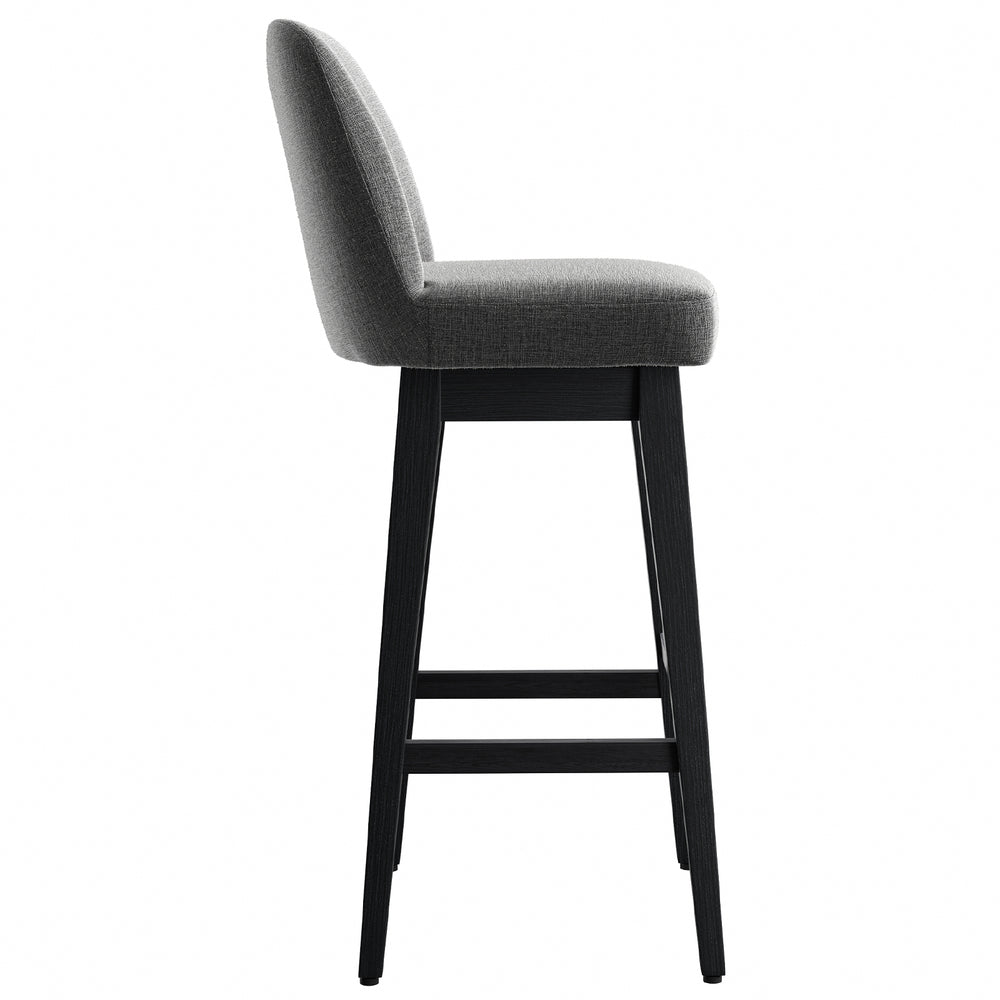 English Elm 360 Swivel Counter Stool Set of 2 with Waterproof Fabric, Solid Wood Frame, High-Density Foam Comfort Charcoal W2912P239164