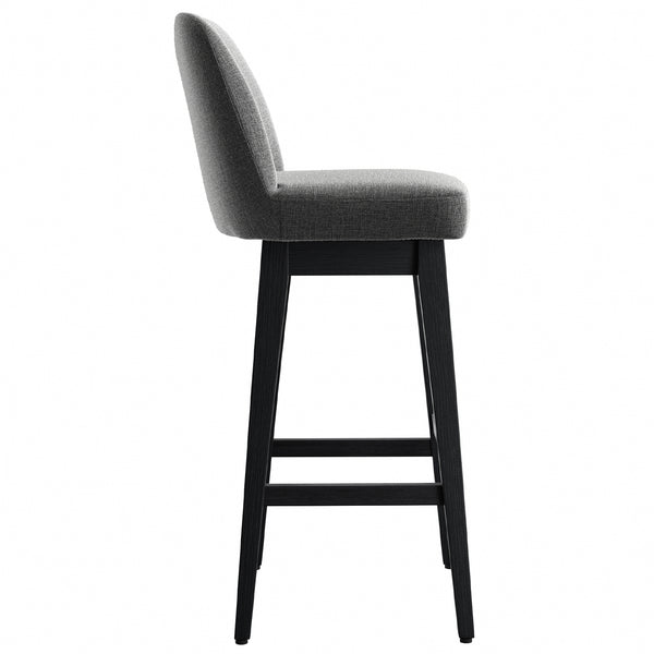 English Elm 360 Swivel Counter Stool Set of 2 with Waterproof Fabric, Solid Wood Frame, High-Density Foam Comfort Charcoal W2912P239164