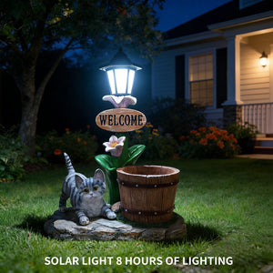 English Elm Labrador Solar Garden Statue with Led Glow and Built-in Succulent Planter Basin W5398P464241