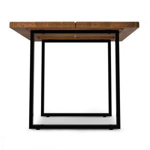 English Elm Fieldcrest Solid Acacia Dining Table with Live Edge Top and Black U-Shaped Iron Legs, 72" Natural B136P203502