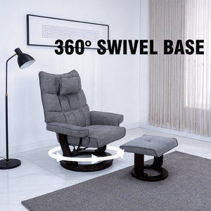 English Elm 8-point Massage Recliner with Heat Ottoman Chenille Swivel Lounge Chair W1622S00002