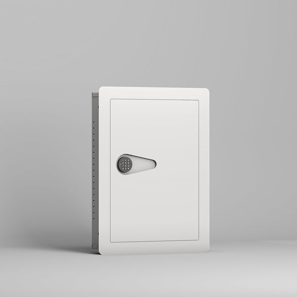 English Elm Digital Wall Hidden Safe Flat with Electronic Keypad Lock, Heavy Steel In-Wall Security Safe for Valuables and Documents Off White W396P195636
