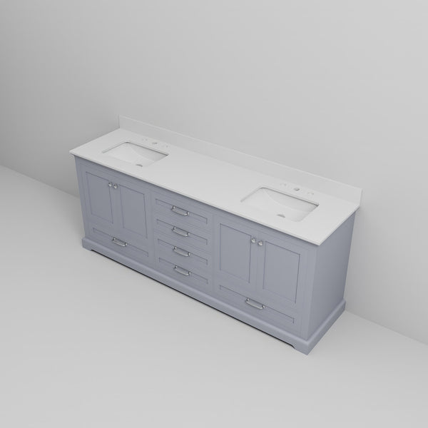 English Elm Dark Grey Double Bath Vanity 80 in W x 22 in D with White Quartz Top, Solid Wood, Soft-Close Drawers B2731P258270
