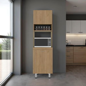 English Elm Soham Tall Kitchen Pantry Cabinet with Chrome Legs Warm Beige Minimalist Storage B092P474468