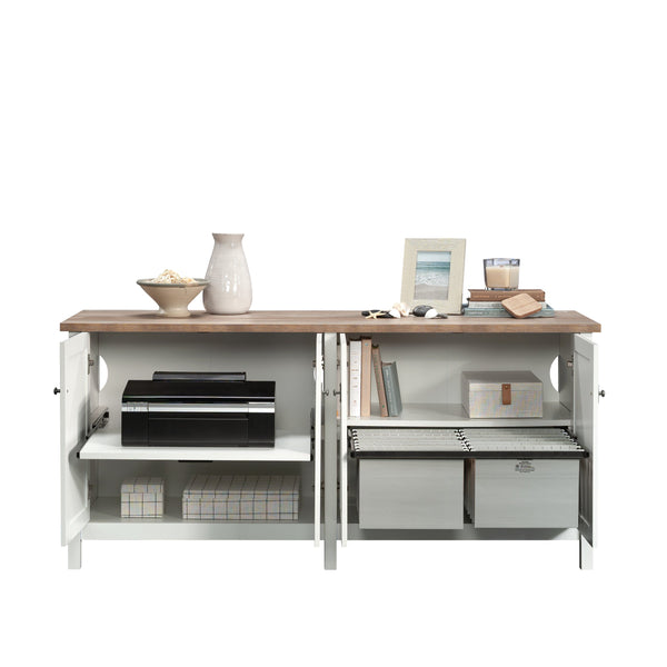 English Elm Credenza, Modern White Storage Solution With Easy Assembly For Home Office, Living Room, Entryway B356P402768