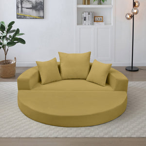 English Elm Convertible Corduroy Cloud Couch Bed with High-Density Foam, Boneless Futon Lounger for Cozy Relaxation Yellow W2677P388984
