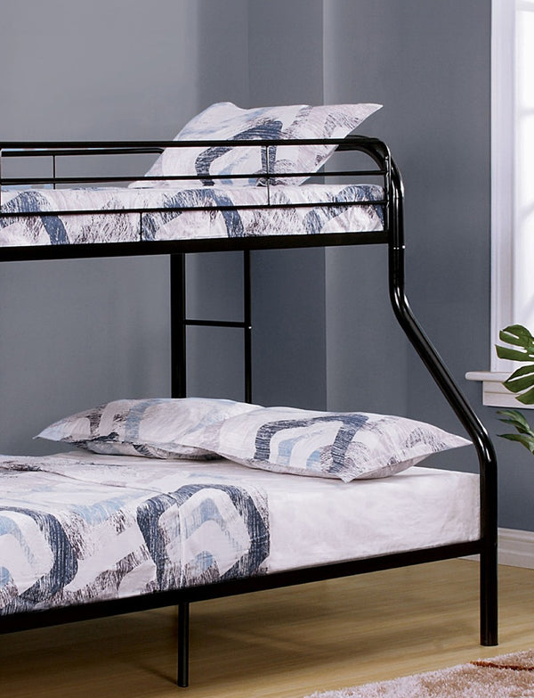 English Elm Twin Over Full Metal Bunk Bed - Modern Black Design With Angled Ladder For Safe Access & Comfort B2741S00307-GIGA