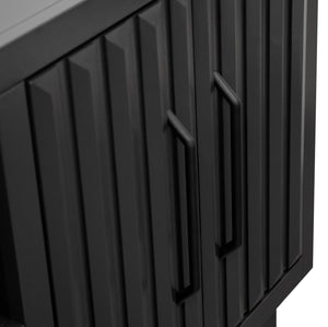 English Elm Radiance 75" Fireplace TV Stand for TVs up to 85" — Fluted Doors, 26" Electric Insert, Black Finish B108P345210